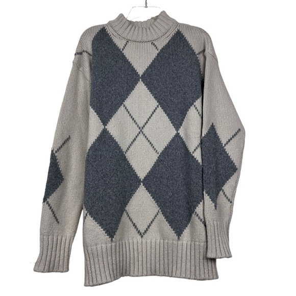 Goop G Label Meg Argyle Wool Knit Turtleneck Sweater - Picture 3 of 7